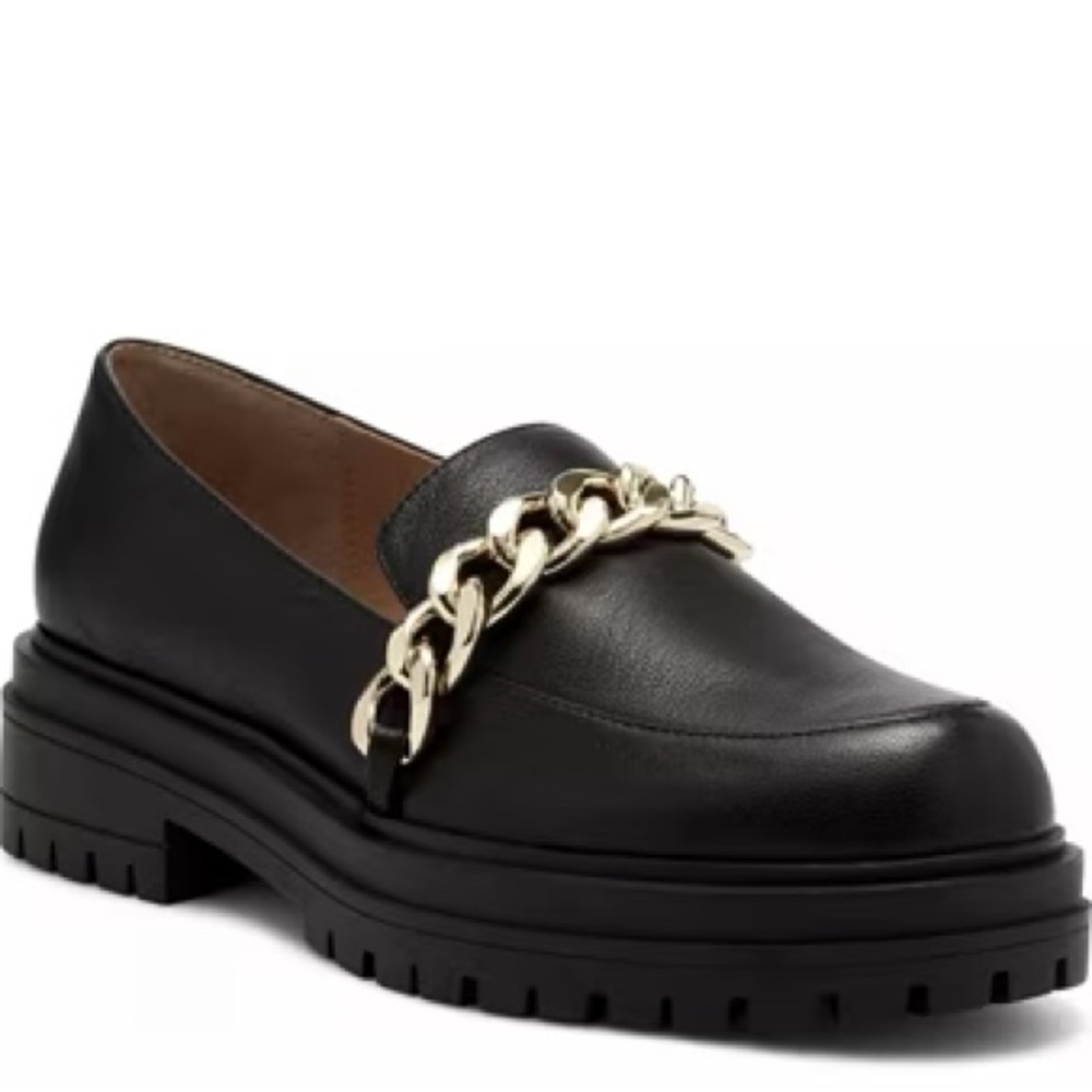 Jessica Simpson Black and Gold Chunky Loafers